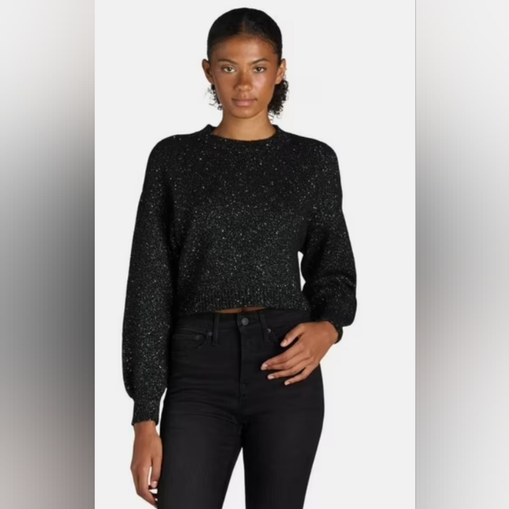 NWT MaddenNYC Med. Metallic Flake Crop Sweater